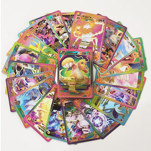 Rainbow Foil Pokémon Card Set featuring 55 unique GX, V, VMAX cards in a vibrant display.